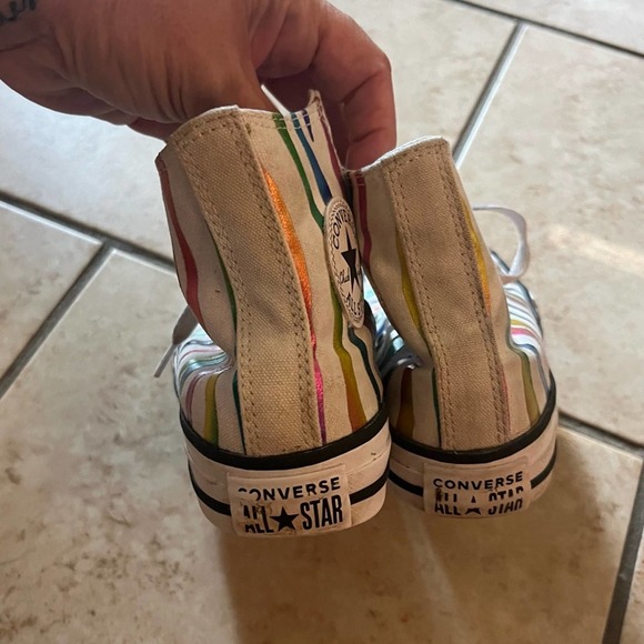 Converse All Star girls metallic rainbow zebra high top sneakers size 1 - Picture 4 of 6